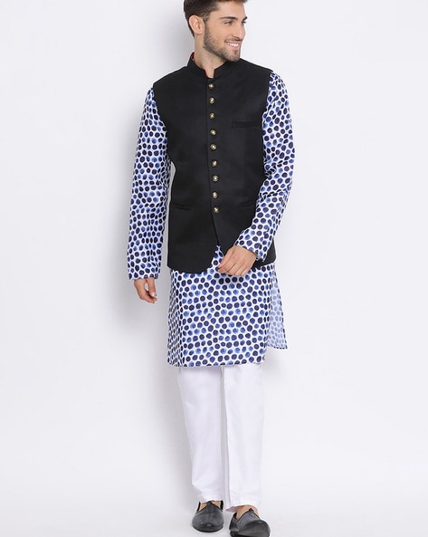 Buy Om Shubh Mangalam Men's Silk Blend Black Kurta Pajama With Maroon Jacket  Online at Best Prices in India - JioMart.