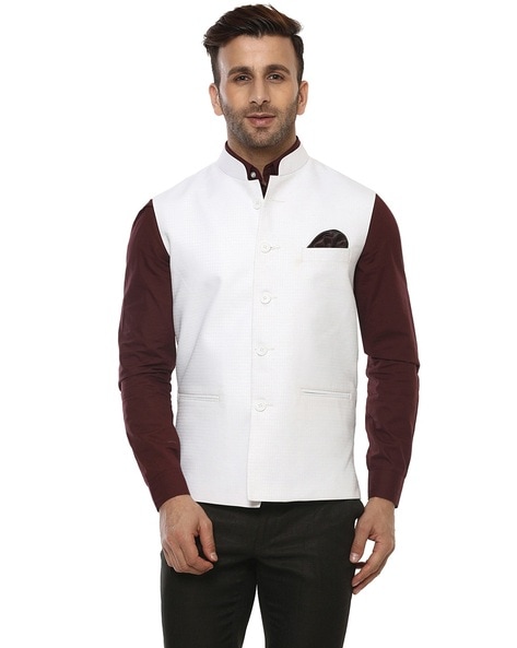 White Embroidered Nehru Jacket Set | Ethnic Wear for Men – Laromani