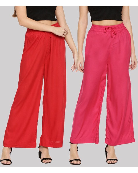 Tomato red, elastic-waist cotton pants – sloan/hall