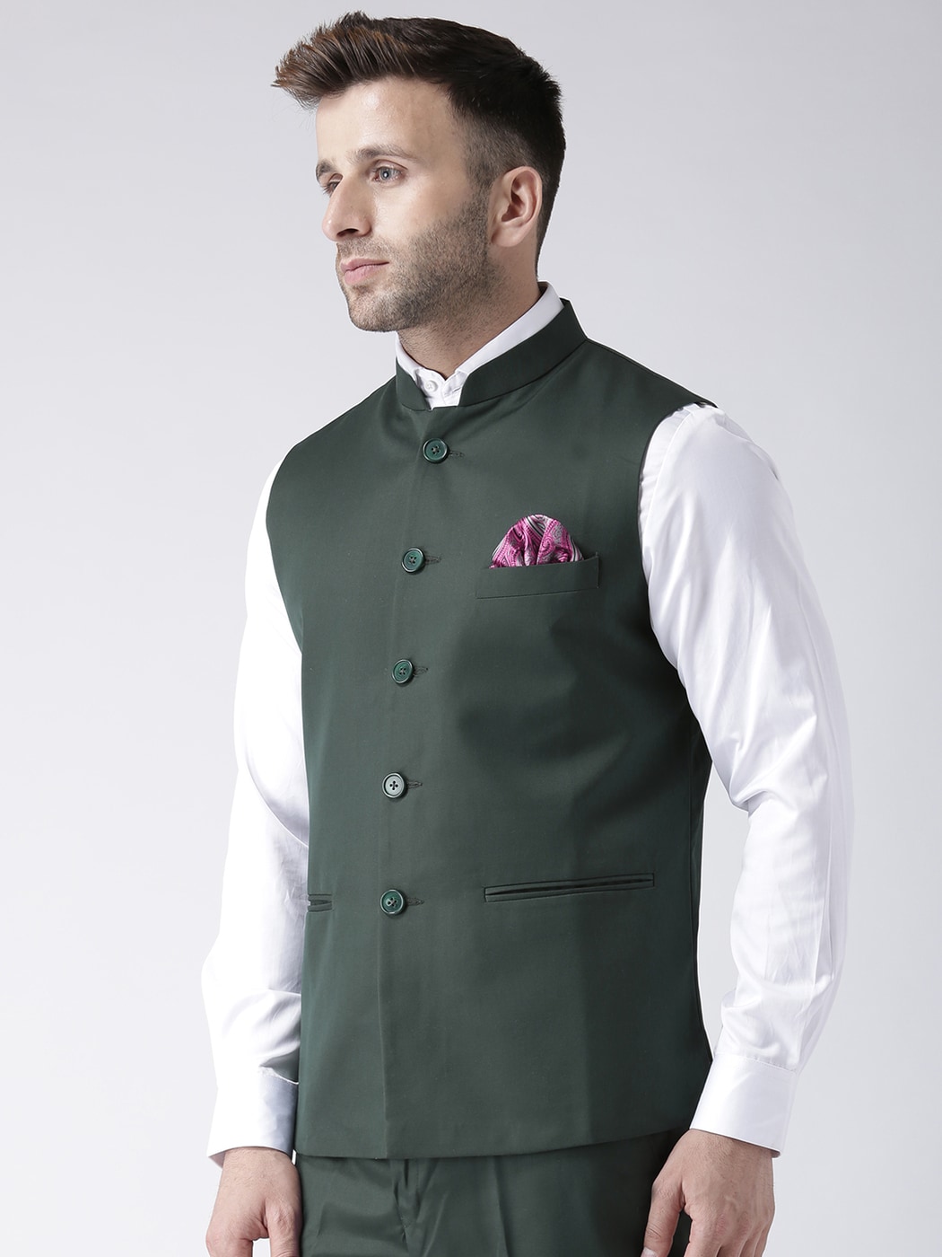 Dark Floral Green Nehru Jacket | Buy Clothes | Floralis