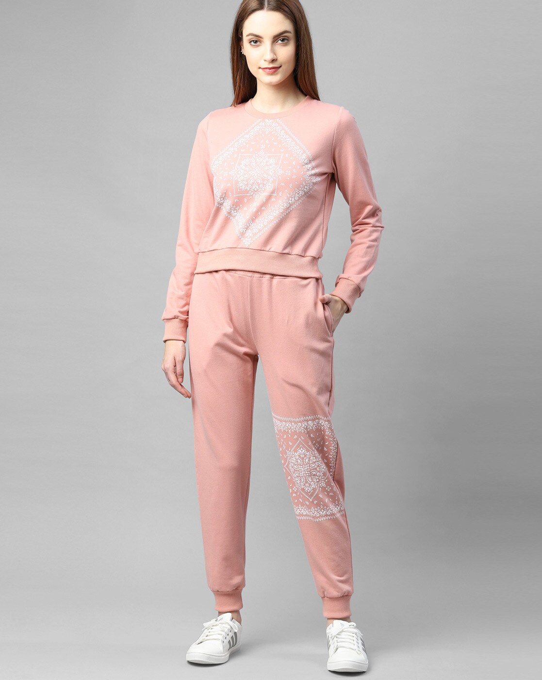 peach track suit