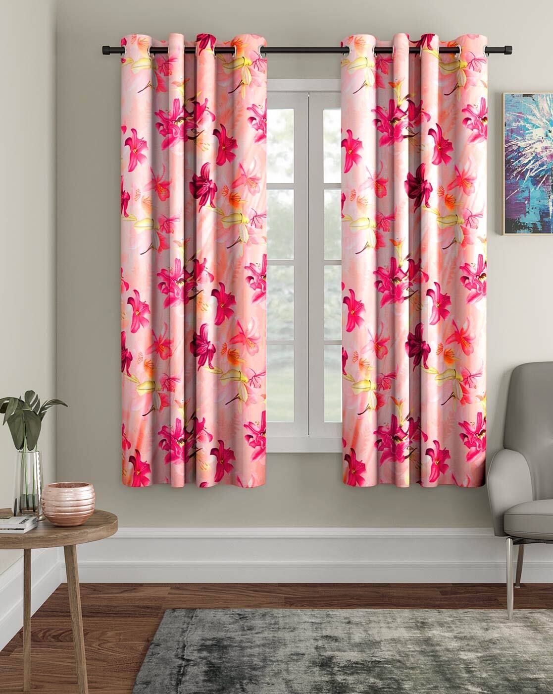 pink curtains