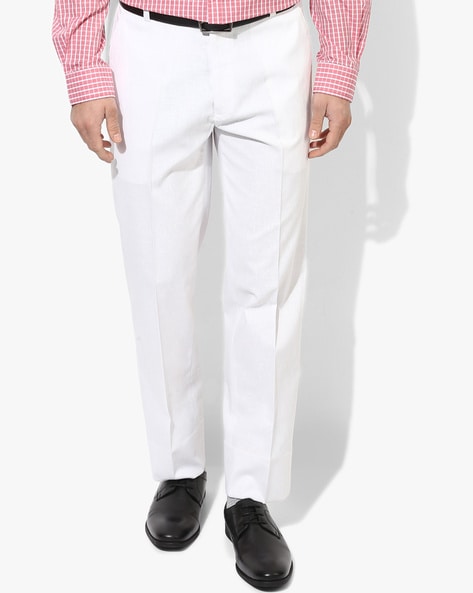 Men's White Faille Silk Split Hem Formal Trousers | dunhill MX Online Store