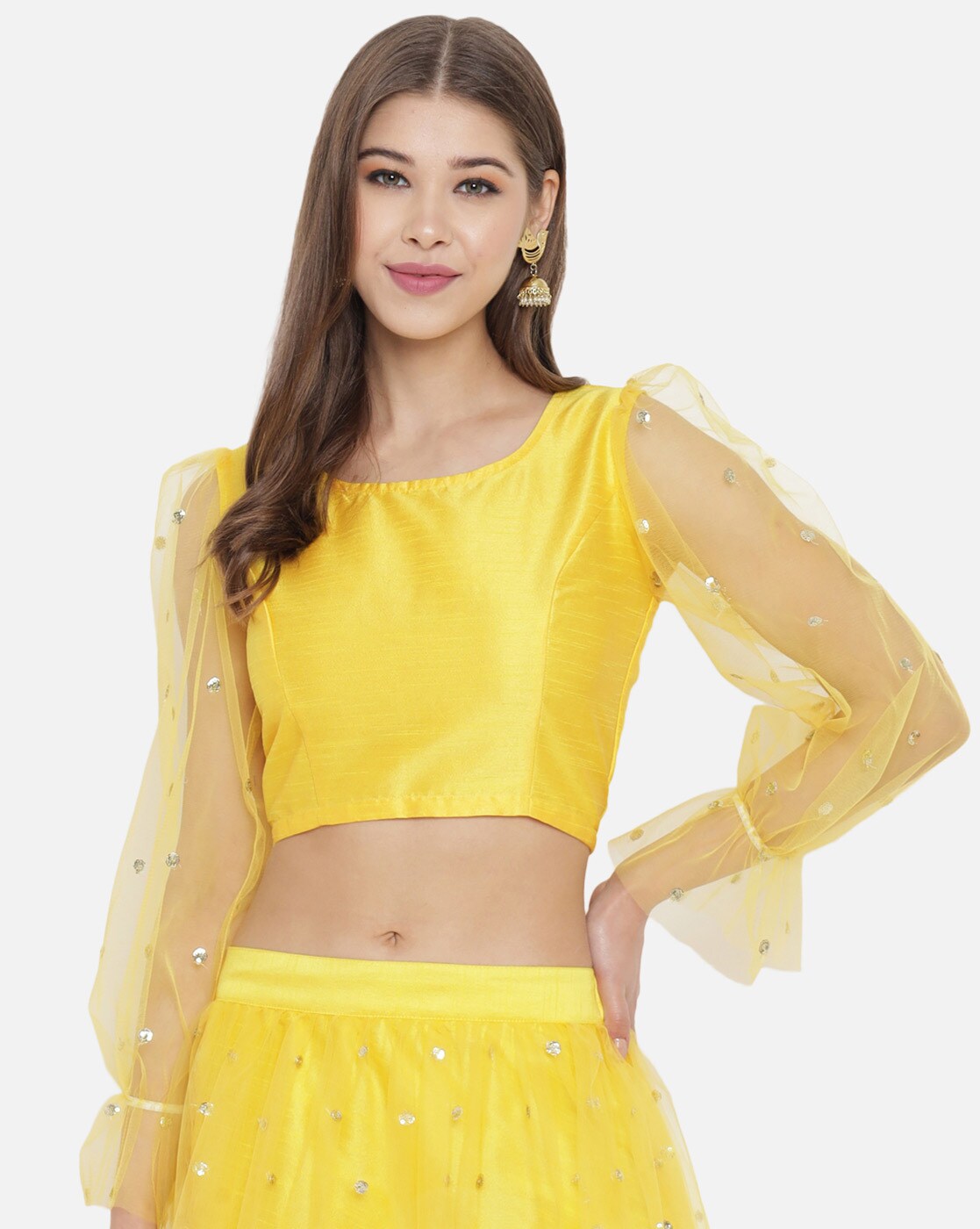 Shop Now Plus Size Tops Indigo & Lemon Yellow Combo - ADIRICHA