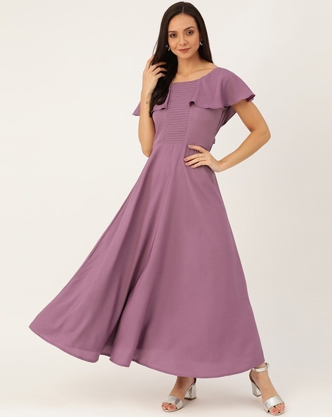 purple dress with cap sleeves