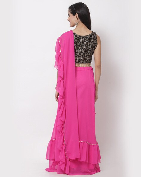 Ruffle skirt hotsell with attached dupatta