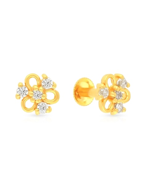 Malabar Gold & Diamonds 22Kt Yellow Gold Stud Earrings For Women :  Amazon.in: Fashion