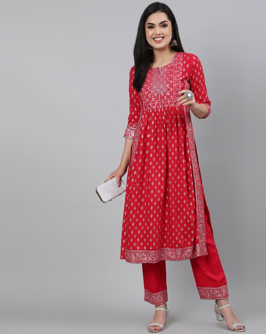 Buy Red Kurta Suit Sets for Women by GULMOHAR JAIPUR Online | Ajio.com