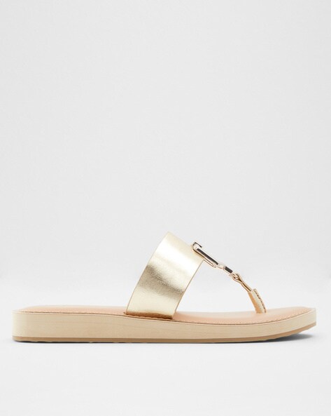 Buy Gold Toned Flat Sandals for Women by Aldo Online Ajio