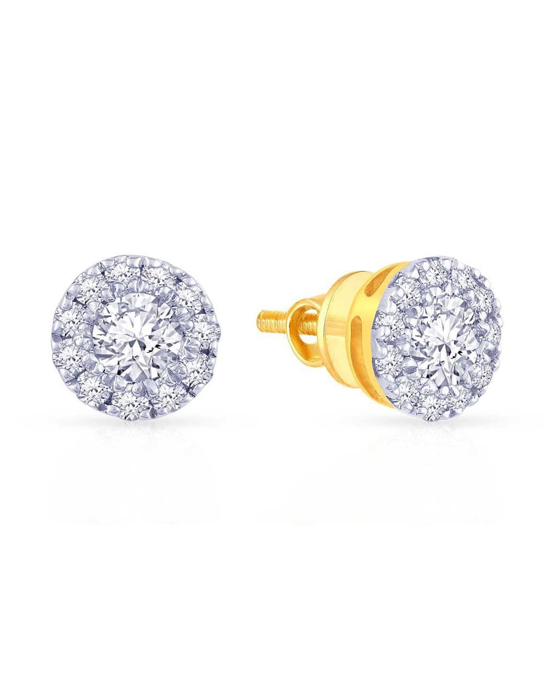Spiral 18K Yellow Gold Pave Diamond Earrings Studs | Cadar – CADAR