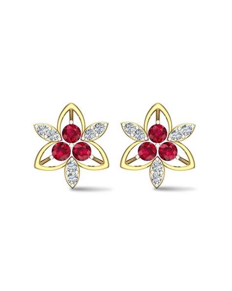 14K Gold Plated Crystal Earrings Studs with Pearl Drop Designer Double –  Huge Tomato