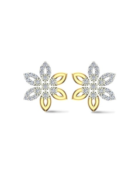 Diamond Gold Silver Celtic Trinity Knot Heart Stud Earrings