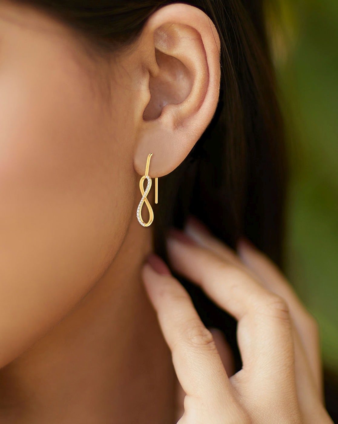 Infinity Ribbon Drop Earrings in 10K Gold | Peoples Jewellers