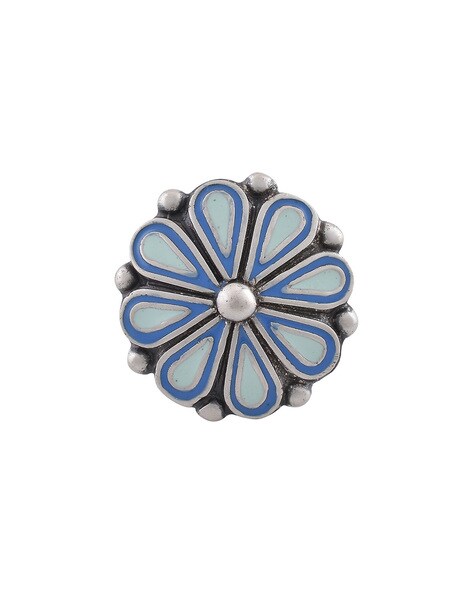 Majestic Teal Flower 22k Gold Ring – Andaaz Jewelers