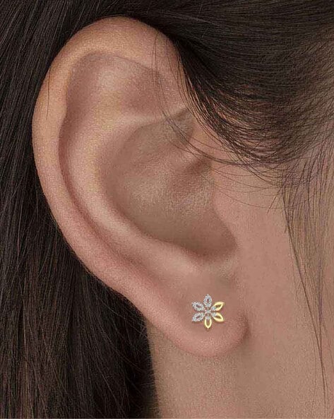 2nd Hole Earring, Single Stud Earring, 14kt Gold 0.10 Ct Diamond Earring,  Real Diamond Earring, Gold Diamond Earring, Diamond Stud - Etsy Israel