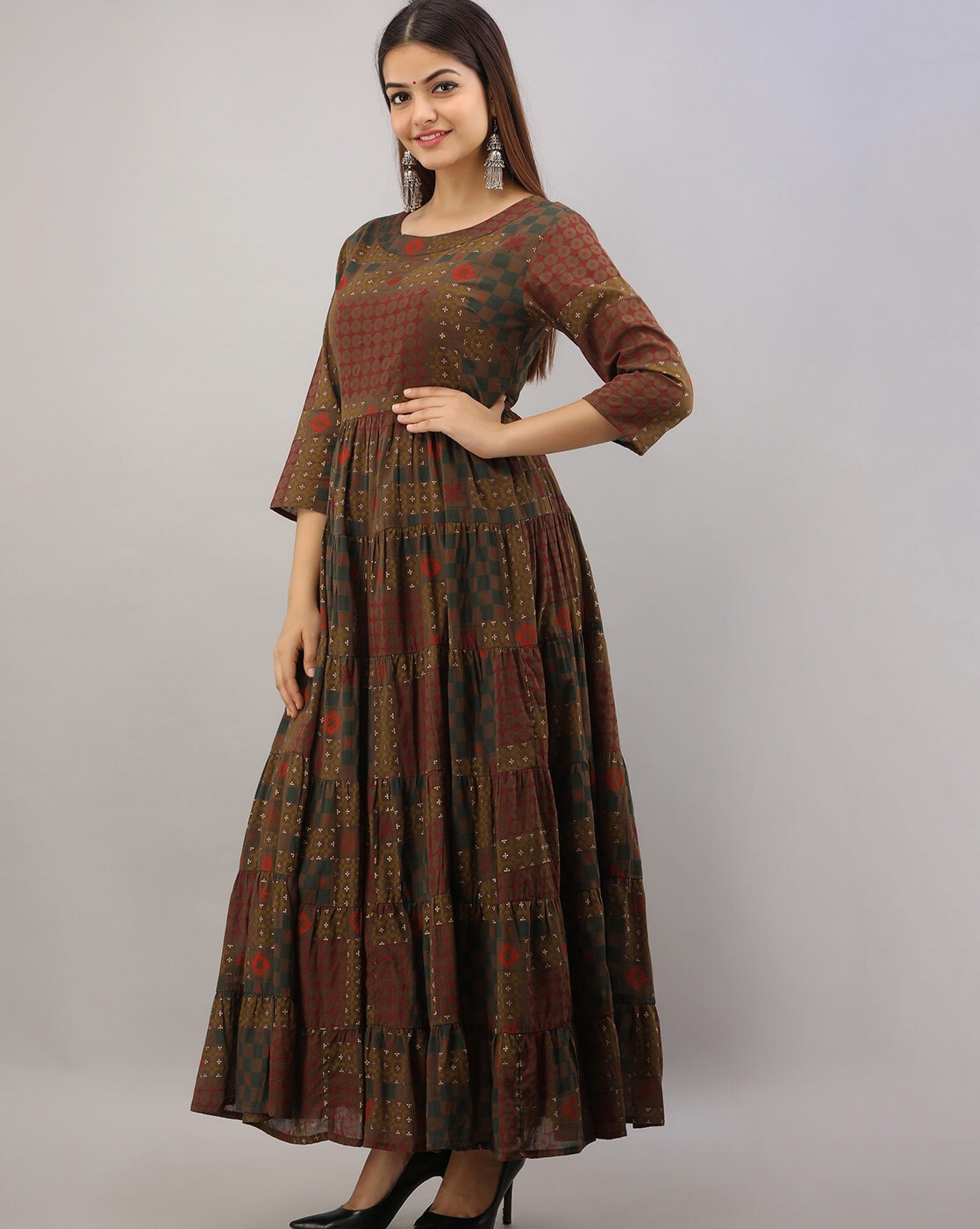 brown long frock