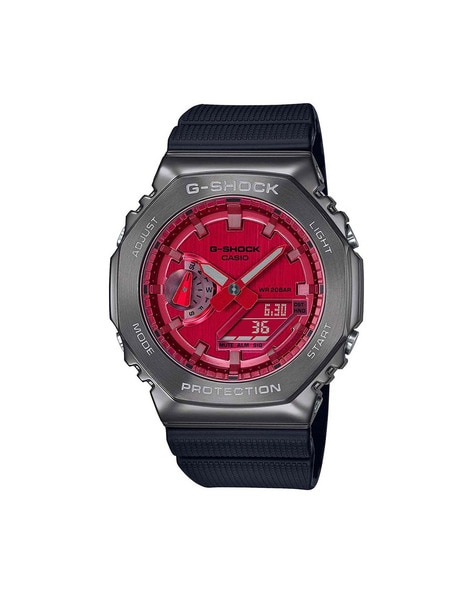 Casio g shock red store and black mens watch