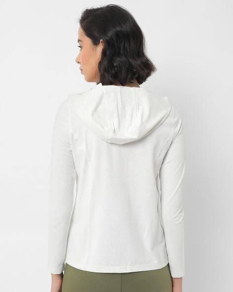 Heathered Hooded Jacket with Slip Pockets view 2