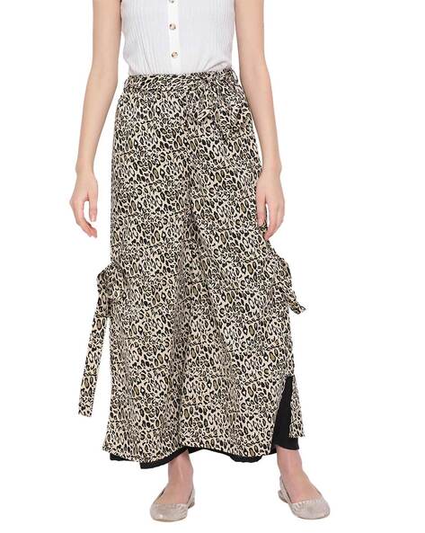 Animal Print Palazzos with Waist Tie-Up Price in India