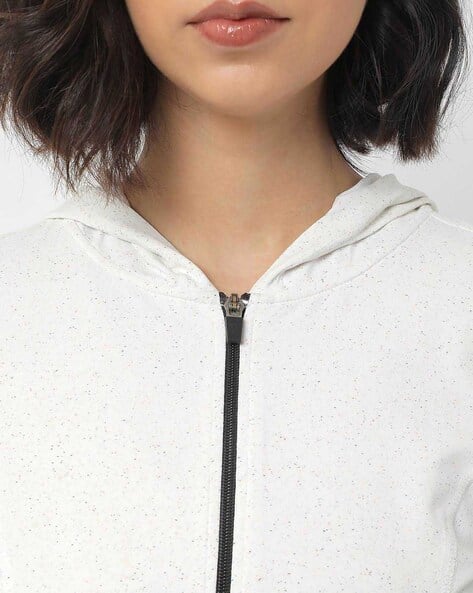 Heathered Hooded Jacket with Slip Pockets view 3