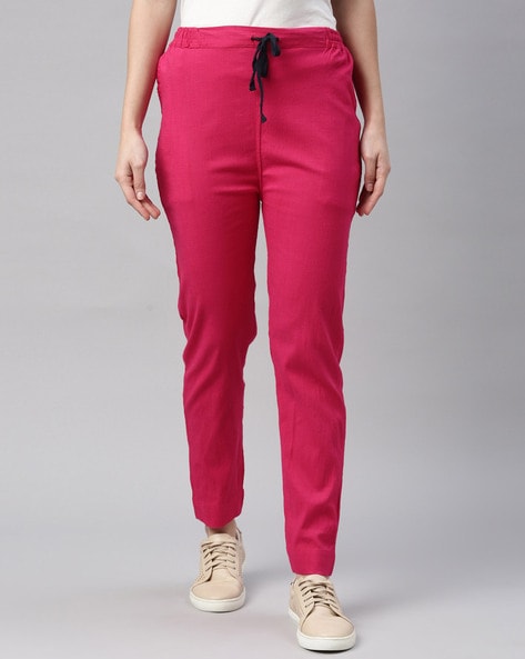 Buy ZX3 Women Slim Fit Cotton FormalCasual Trouser Dark Blue28 at  Amazonin
