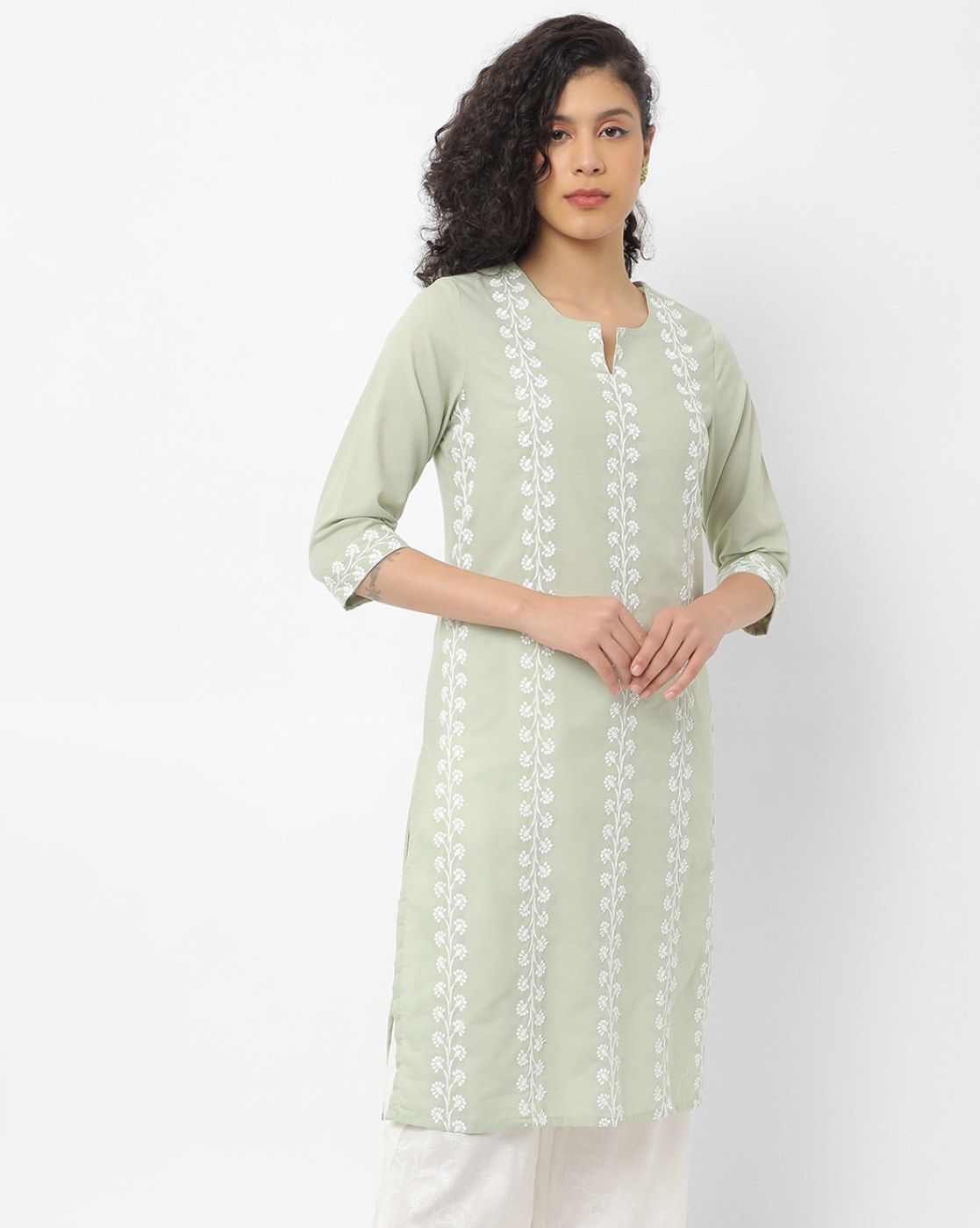 GREEN EMBROIDERED ANARKALI KURTI SETS | Straight pants, Cotton dresses,  Anarkali kurti