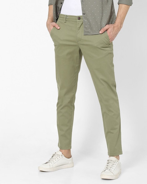 Cotton Men Colour Pants Casual Wear Pleated Trousers