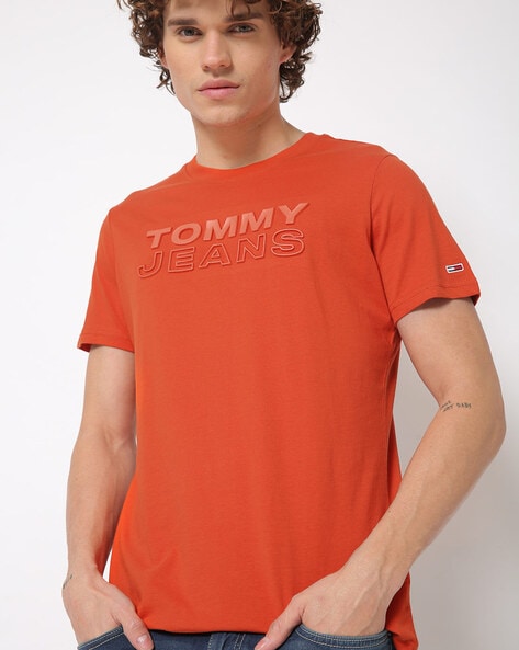 Orange tommy jeans clearance t shirt