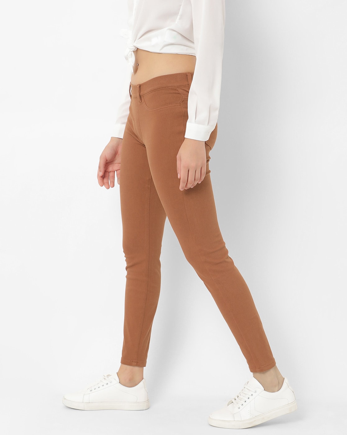 Buy Brown Skinny Fit Knitted Stretch Jeans Online at Muftijeans