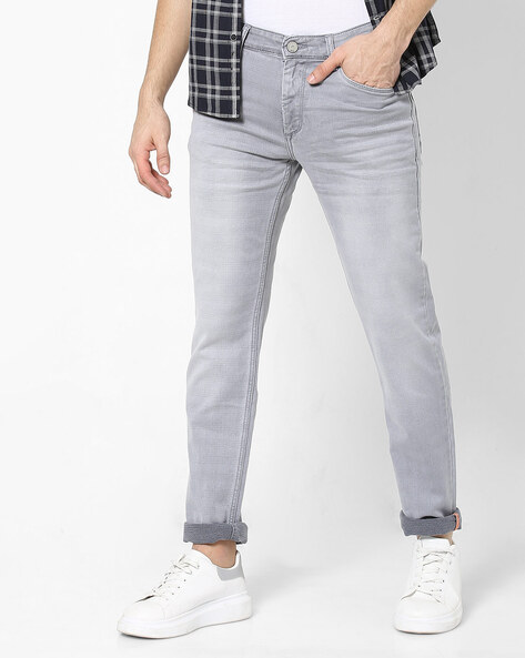 Heavy Wash Skinny Fit Jeans with 5-pocket Styling