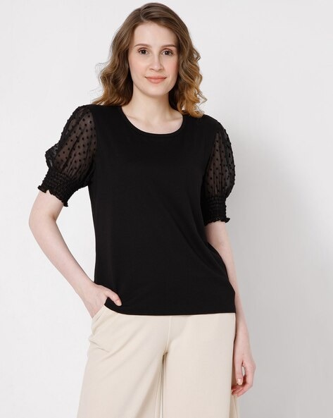 Buy Jet Black Tshirts for Women by Vero Moda Online