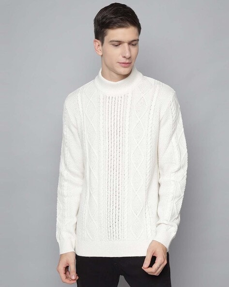 white mens knitted jumper