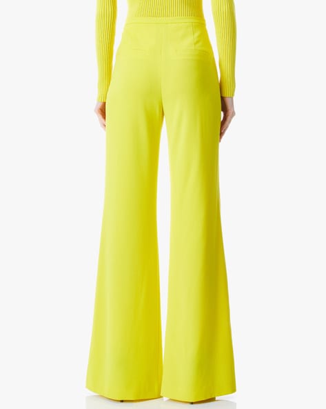 Buy Alice and Olivia Dylan High Waist Wide Leg Pants Yellow