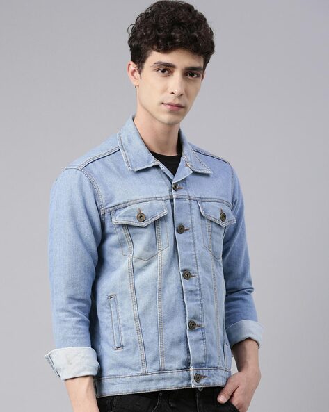 Buy Denim Blue Jackets & Coats for Men by T-Base Online | Ajio.com