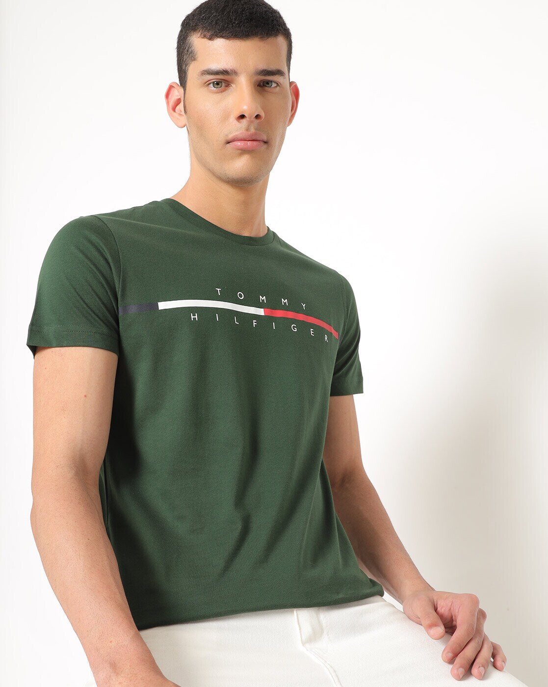 tommy hilfiger green crew neck