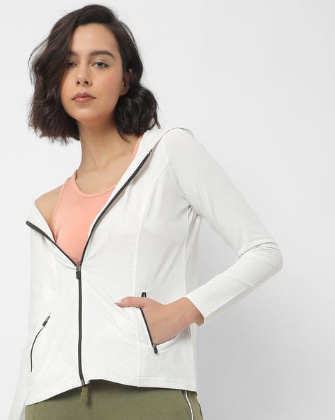 Heathered Hooded Jacket with Slip Pockets