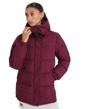 maroon parka jacket