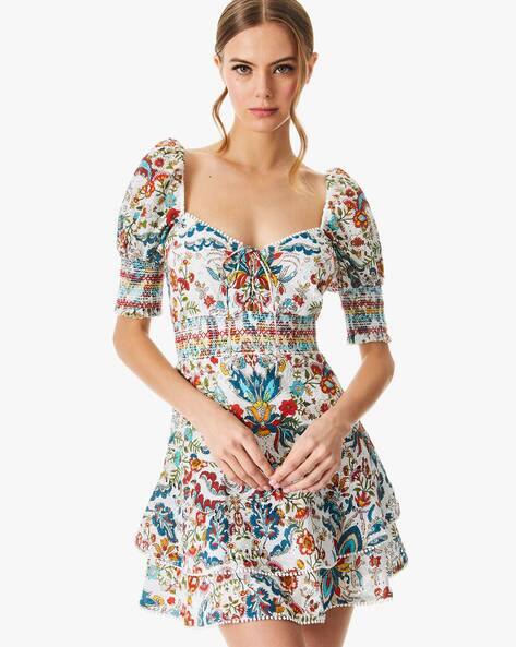 alice and olivia crawford mini dress Crawford Floral Puff Sleeve Mini Dress by alice + olivia at THE MILE