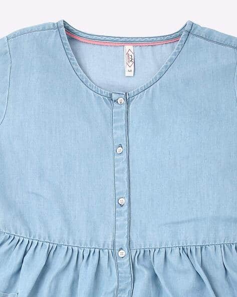 Round-Neck Fit & Flare Dress with Patch Pockets view 3