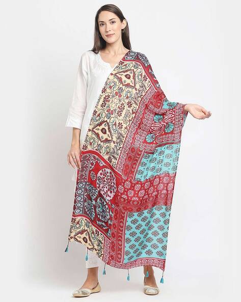 Floral Print With Tassels Scarf Price in India