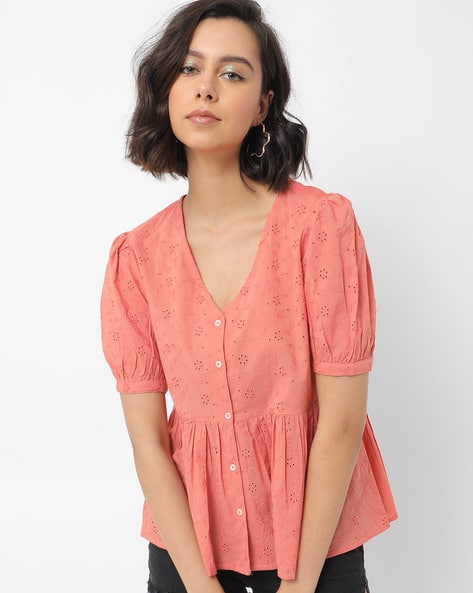 Buy Peach Tops for Women by DNMX Online 