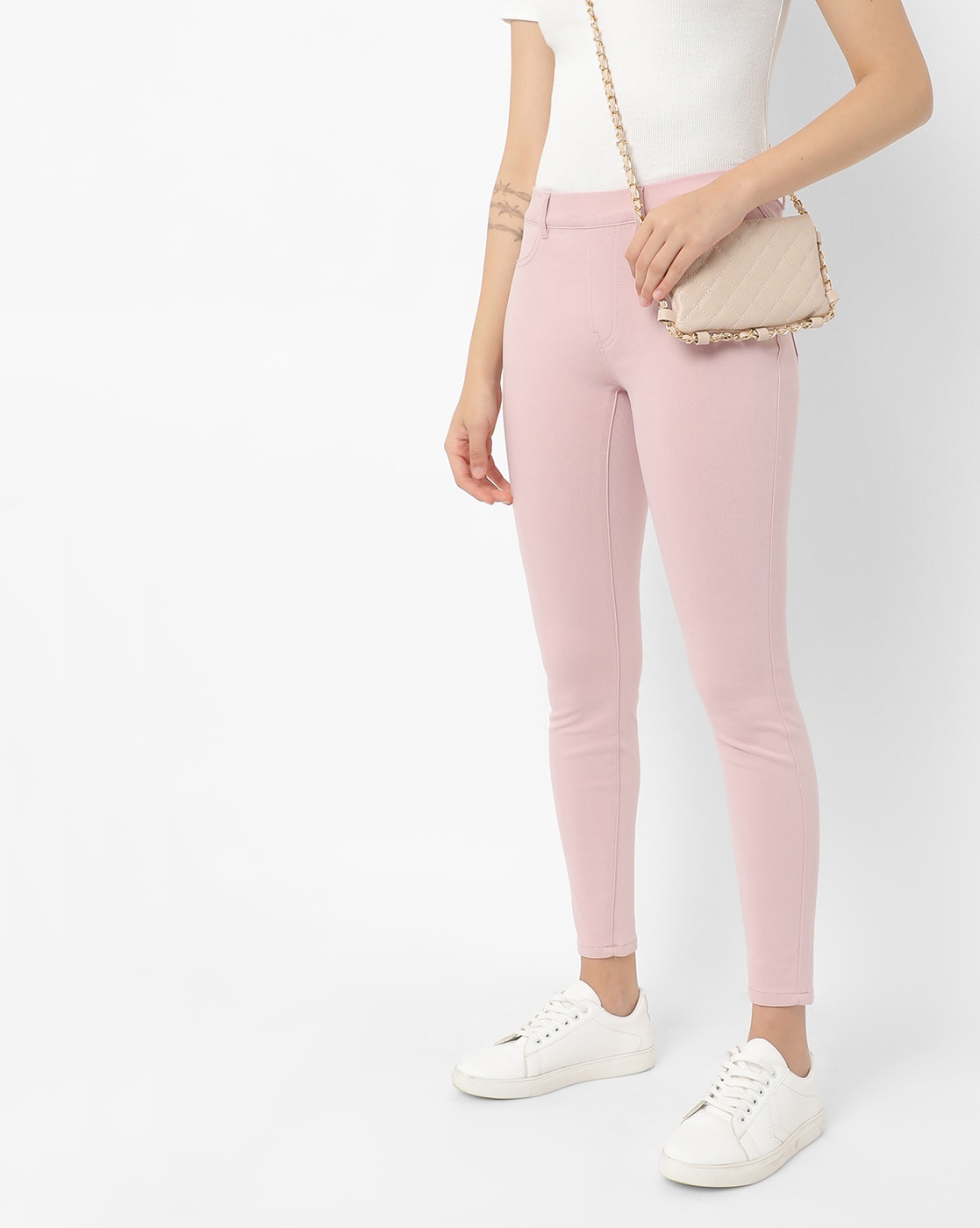 Buy COVER STORY Pink Womens Solid Pants with Belt  Shoppers Stop