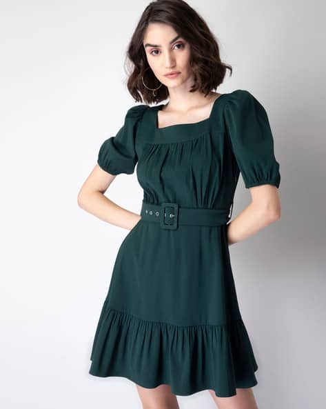 FABALLEY Solid A-line Dress