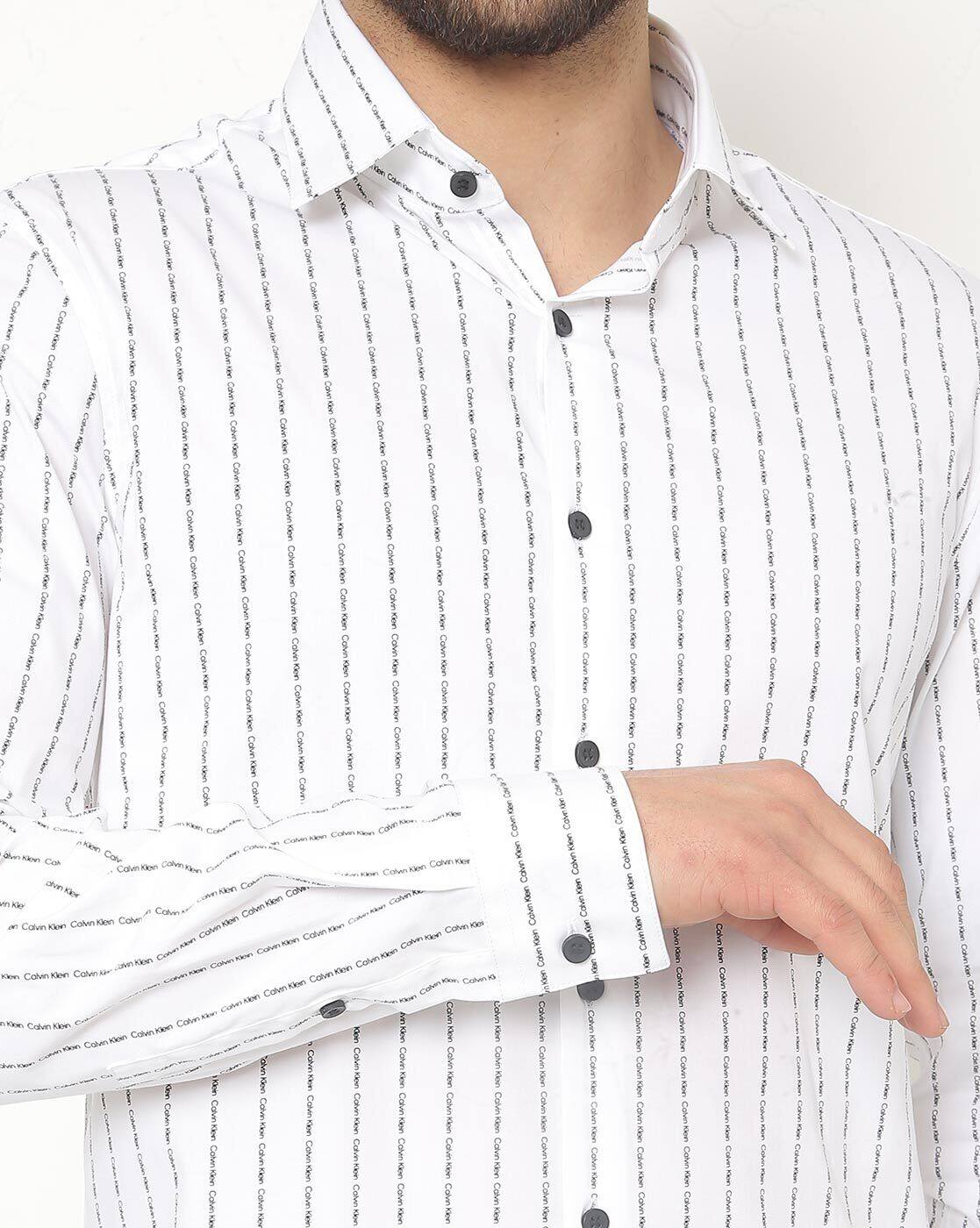 calvin klein black and white striped shirt