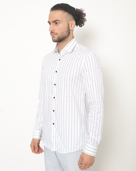 Calvin Klein Jeans Men Striped Formal White, Blue Shirt - Buy Calvin Klein  Jeans Men Striped Formal White, Blue Shirt Online at Best Prices in India