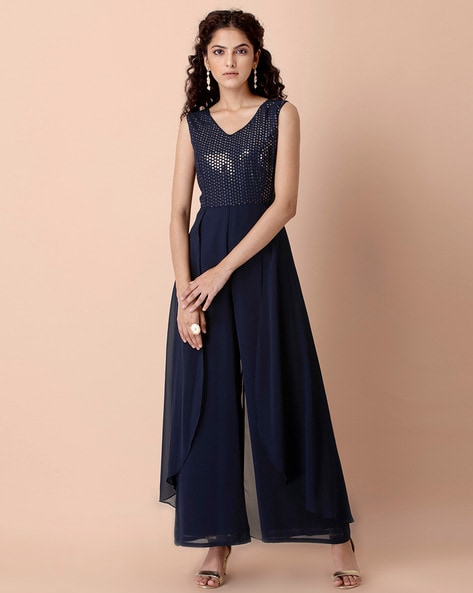 Buy A FORMAL THING BLUE JUMPSUIT for Women Online in India