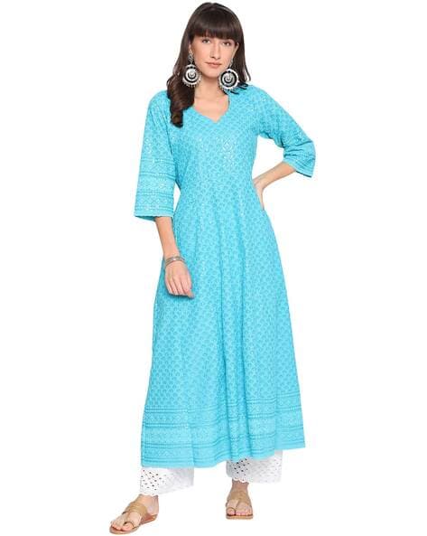 Chikankari anarkali outlet kurtis