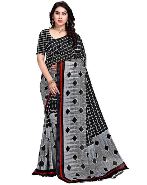 Handloom Saree with Peach Base and Thin Royal Blue and Broad Grey Checks -  Byhand I Indian Ethnic Wear Online I Sustainable Fashion I Handmade Clothes