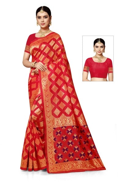 Semi Silk Sarees with Weave Patterns | KT164