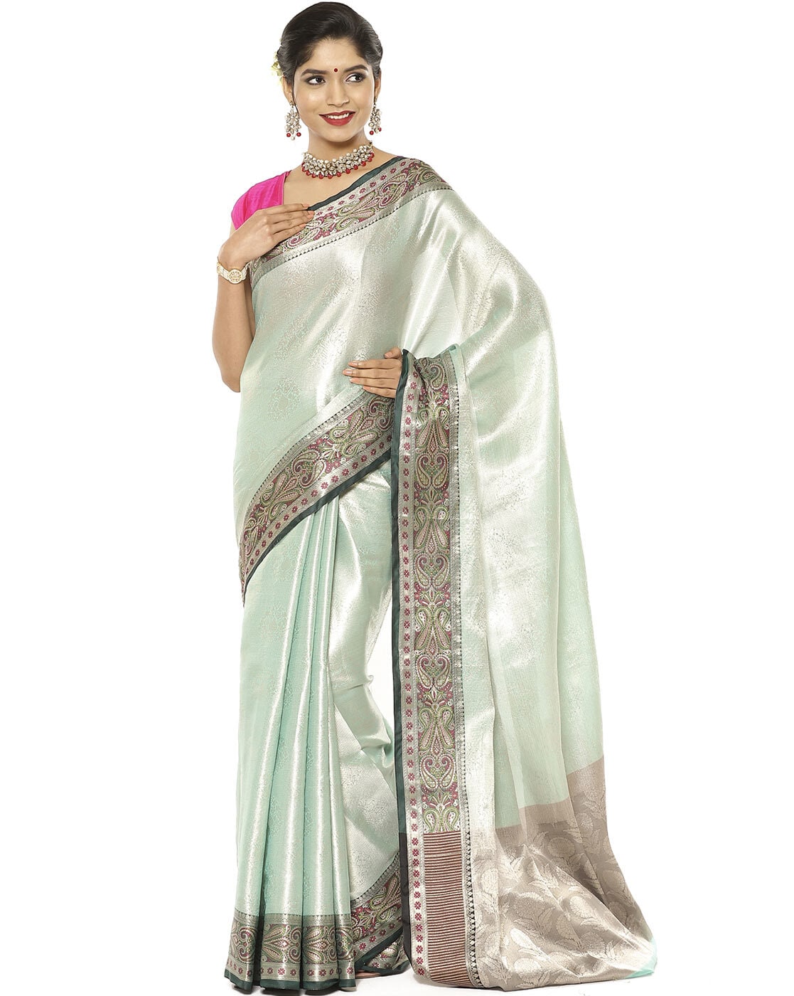 Buy Green Sarees for Women by Ri-wah Online | Ajio.com